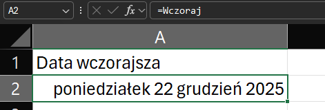 Nazwa Wczoraj po formatowaniu